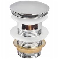 KOREK KLIK-KLAK UMYWALKOWY AUTO MOSIĘŻNY DO UMYWALKI Z PRZELEWEM 40mm CHROM