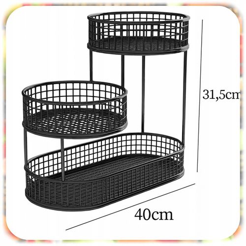 KOSZ NA OWOCE WARZYWA 3 POZIOMOWY METALOWY CZARNY KOSZYK STOJAK na Arena.pl