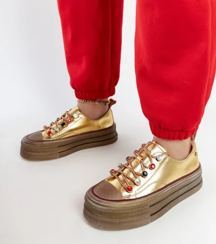 Złote sneakersy na platformie GOE NN2N4055 40 na Arena.pl