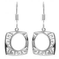 SREBRNE KOLCZYKI KWADRATY WZÓR GRECKI SREBRO PRÓBY 925