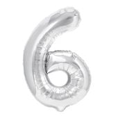 balon foliowy srebrny cyfra 6 100cm urodziny