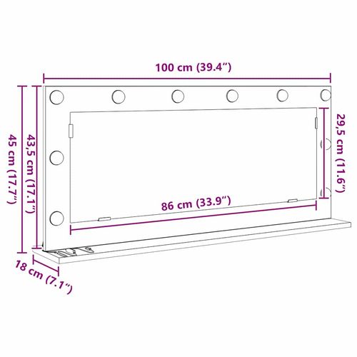 Lustro toaletowe Ze LED Lights Stare drewno 100 x 45 x 18 cm na Arena.pl