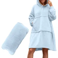 CIEPŁA BLUZA KOC oversize BŁĘKITNA prezent dla dziewczyny na urodziny 18-99