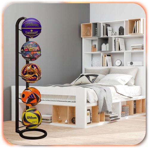 STOJAK NA PIŁKI metalowy 5 piłek półka organizer przechowywanie na Arena.pl