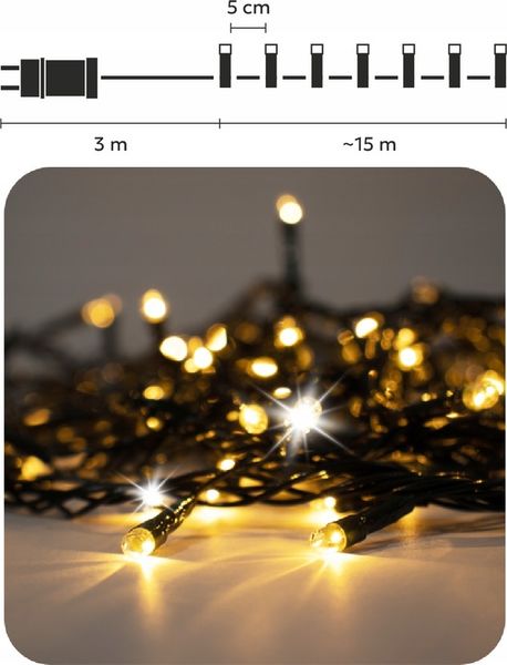 LAMPKI CHOINKOWE 300 LED ZEW/WEW 18M CIEPŁY BIAŁY EFEKT FLASH zdjęcie 4