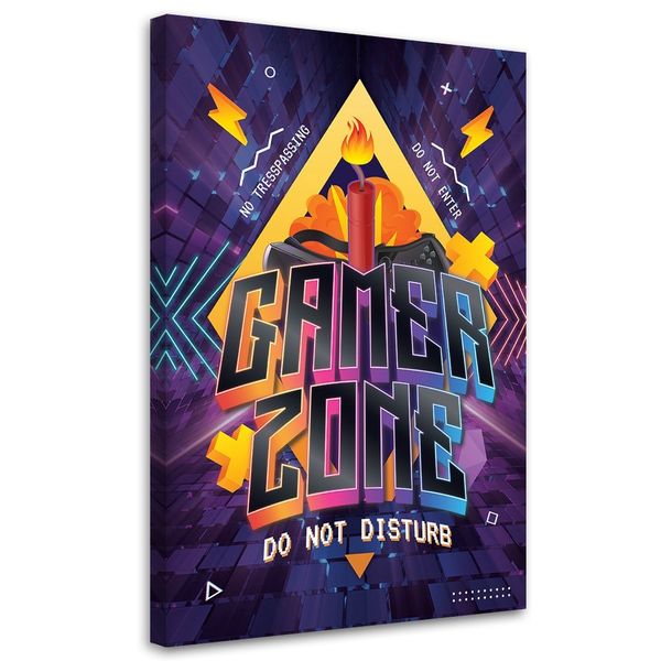 Emaga Obraz na płótnie, Napis strefa gracza - 60x90 zdjęcie 1