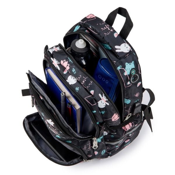 Plecak TORNISTER szkolny dziecięcy pojemny wzory czarny Klasy 1-3 Odblaski zdjęcie 14