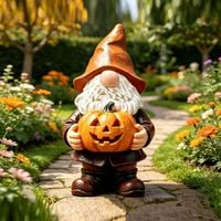 Figurka dyniowego gnomika z żywicy, dekoracja na Halloween