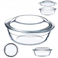 NACZYNIE ŻAROODPORNE 2,2L Z POKRYWKĄ MAŁE DO ZAPIEKANIA OKRĄGŁE SZKLANE