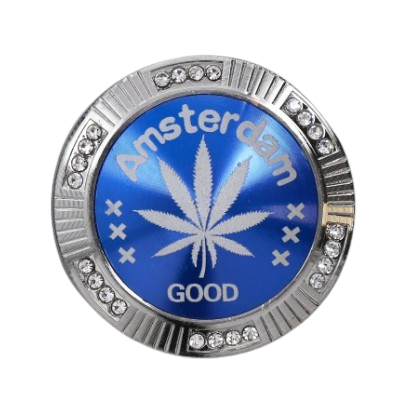 Grinder Młynek do Tytoniu „Amsterdam Good” – srebrny z liściem konopi na Arena.pl