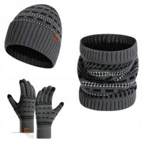 KOMPLET MĘSKI CZAPKA KOMIN RĘKAWICZKI CIEPŁY ZESTAW ZIMOWY