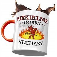 Kubek Pomarańczowy Dla Kucharza Piekielnie Dobry Z Nadrukiem Ze Zdjęciem