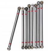 8 SZT ALUMINIOWE KORBOWODY PODWOZIA ROZSTAW OSI 313 MM KOLOR TYTANOWY