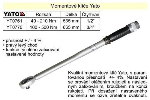 KLUCZ DYNAMOMETRYCZNY 1/2'', 40-210 NM YATO na Arena.pl