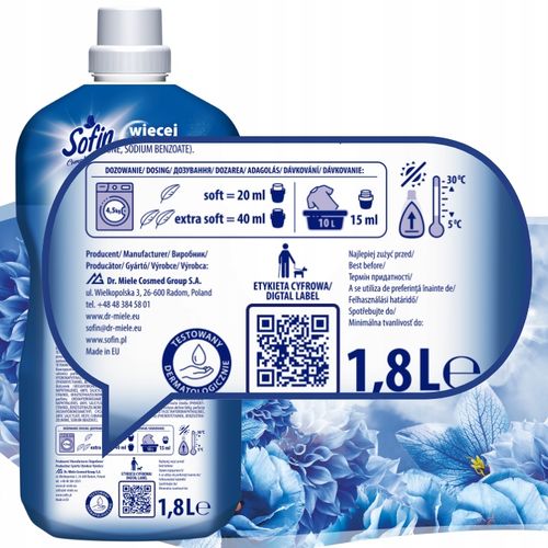 Sofin Płyn do Płukania Tkanin Mix 360pr 1,8l x5szt na Arena.pl