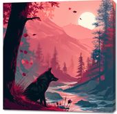 Obraz 100x100cm Wilk Przy Brzegu Lasu
