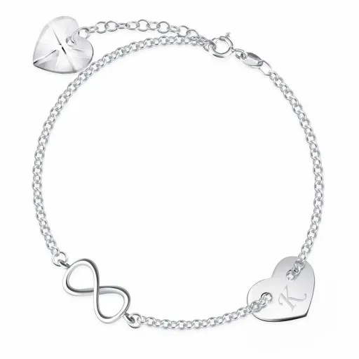 SREBRNA BRANSOLETKA 925 SERDUSZKO GRAWER zdjęcie 3