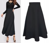 M 83cm CZARNA spódnica z półkoła maxi długa do kostek galowa rozłożysta 38