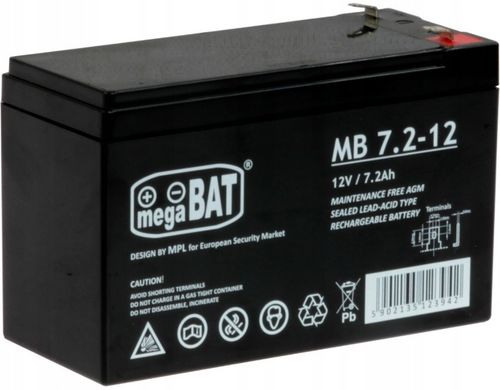 Akumulator VRLA MegaBat AGM 12V 7.2Ah MB 7.2-12 do alarmu na Arena.pl