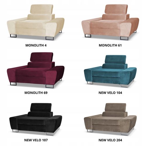 Fotel wypoczynkowy Bosso salon Family meble brązowy welur reg zagłówek na Arena.pl