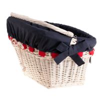 Kosz rowerowy biały z obszyciem marynarskim 46x34 H23/28 cm uniwersalny