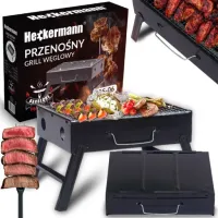 GRILL TURYSTYCZNY PRZENOŚNY SKŁADANY WĘGLOWY KEMPINGOWY METALOWY WALIZKA