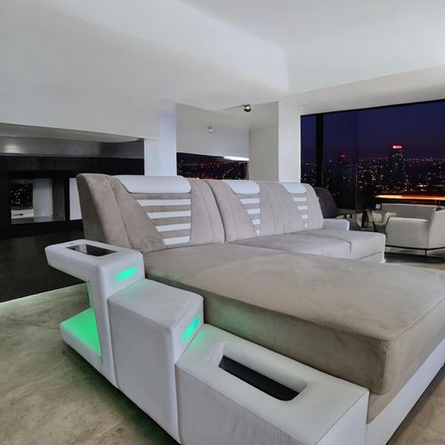 Luksusowy narożnik Princess  funkcja spania pojemnik LED USB wyprzedaż na Arena.pl