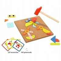 PRZYBIJANKA KORKOWA WBIJANKA DREWNIANA MONTESSORI UKŁADANKA MŁOTEK WOOPIE