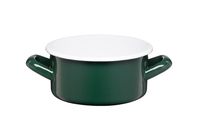 Rondel emaliowany gładki garnek niski 14 cm 1,0 l zielony butelkowa zieleń