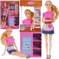 Lalka cukierniczka z ladą i akcesoriami realistyczny zestaw dla dzieci