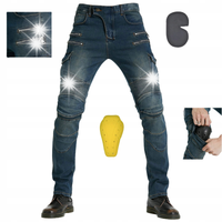 SPODNIE MOTOCYKLOWE BOJÓWKI MĘSKIE JEANSY KEVLAR NIEBIESKI R 4XL