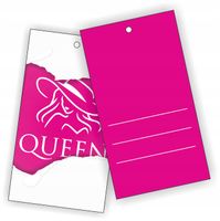 ETYKIETY zawieszki METKI NA ODZIEŻ ubrania TWOJE LOGO nazwa sklepu 100 szt