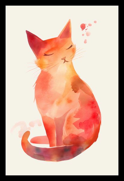 Plakat 20x30cm Akwarelowy Kot zdjęcie 2