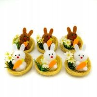 króliczki wielkanocne w gniazdkach 5,5 cm  6 szt. | WKZ-8277