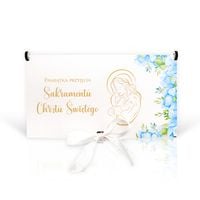 pudełko drewniane MINI Pamiątka Chrztu NIEBIESKI 16cm