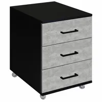 KONTENEREK POD BIURKO NA KÓŁKACH LOFTOWY SZUFLADY CICHY DOMYK BETON JASNY