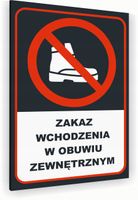 Tabliczka znak informacyjny 20x15 Antracyt ZAKAZ WCHODZENIA W BUTACH Dibond