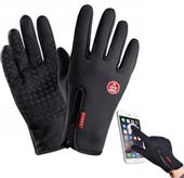 DOTYKOWE RĘKAWICZKI SPORTOWE WODOODPORNE ROWEROWE XXL CZARNE