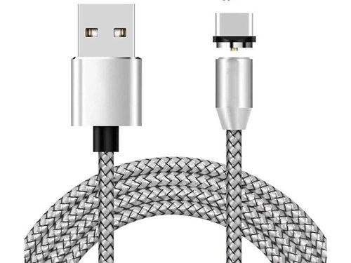 MAGNETYCZNY SREBRNY KABEL 3W1 ŁADOWAIE MICRO TYP- C USB LIGHTNING 1M na Arena.pl