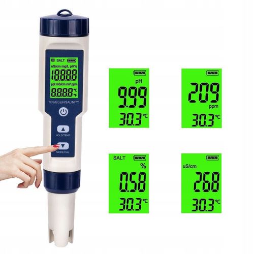 MIERNIK ELEKTRONICZNY TEMPERATURA TESTER PH/TDS/EC/SALINITY/ WODY TESTER na Arena.pl