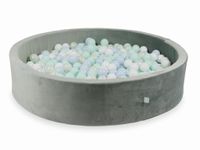 Suchy basen z piłeczkami 600 sztuk 130x30 Velvet szary (błękitne jasne perłowe, jasnomiętowe, opalizujące, białe)