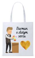Dla Barmana Bartender Torba Eco Biała Shopper Z Nadrukiem Ze Zdjęciem