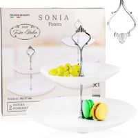 PATERA SZKLANA 2 PIĘTRA BIAŁA TRADYCYJNA NA CIASTO TORTY OWOCE DWUPOZIOMOWA