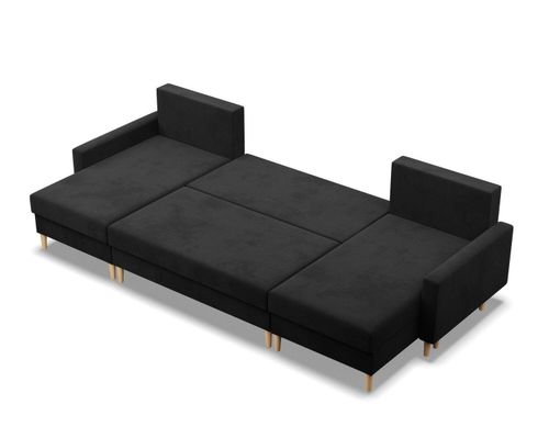 Narożnik w kształcie U, MILO, mikrofaza, 294x140x92 cm, czarny | TYLETEGOTU na Arena.pl