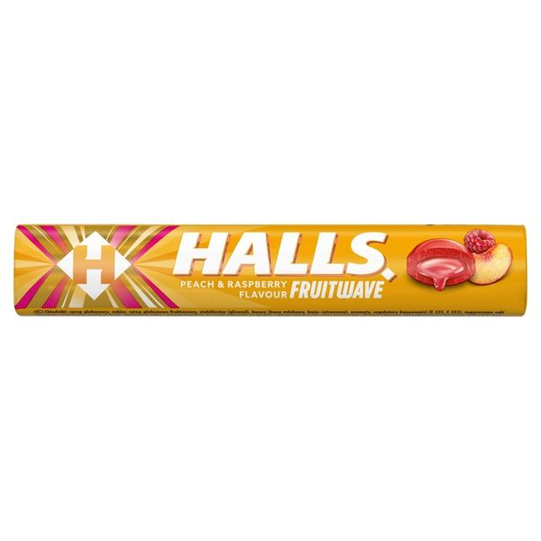 Halls Fruitwave Peach & Raspberry Cukierki 45 g zdjęcie 3