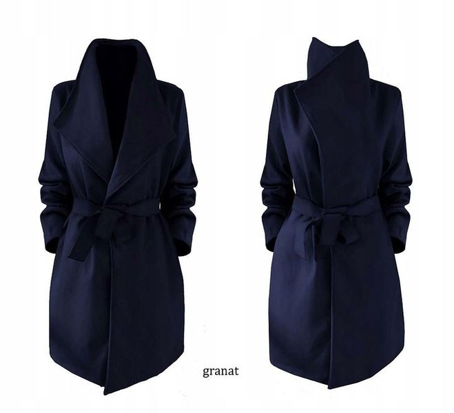 PŁASZCZ blogger KLASYCZNY klapy pasek CZERWONY zdjęcie 13