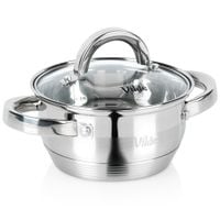 Garnek Stalowy Tradycyjny z Pokrywką do Gotowania Duszenia 14 cm 0,75L