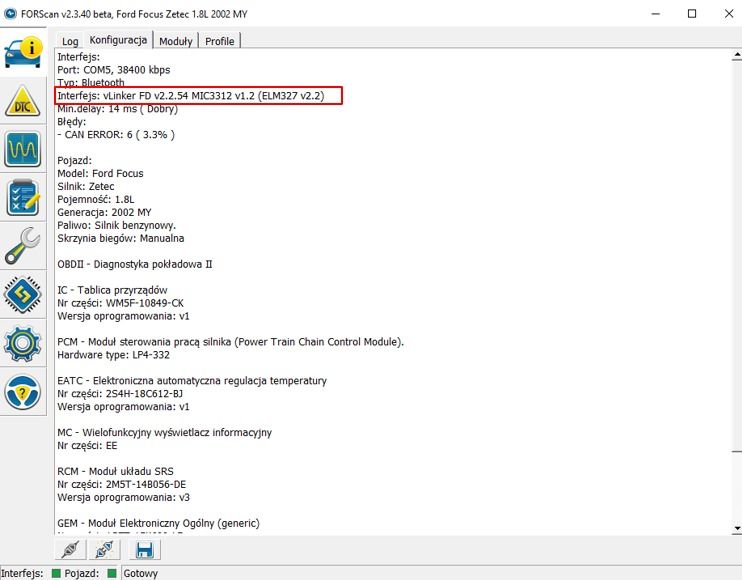 Vgate vLinker FD Wifi Interfejs Diagnostyczny Ford FORScan kodowanie zdjęcie 6