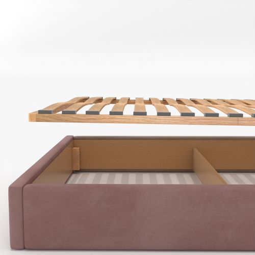 ŁÓŻKO TAPICEROWANE DO SYPIALNI 140x200 ŁÓŻKO PODWÓJNE Z POJEMNIKIEM RÓŻOWE na Arena.pl