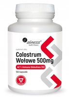 Aliness Colostrum Wołowe 500mg Kolostrum Jelita Odporność Trawienie 100 kap